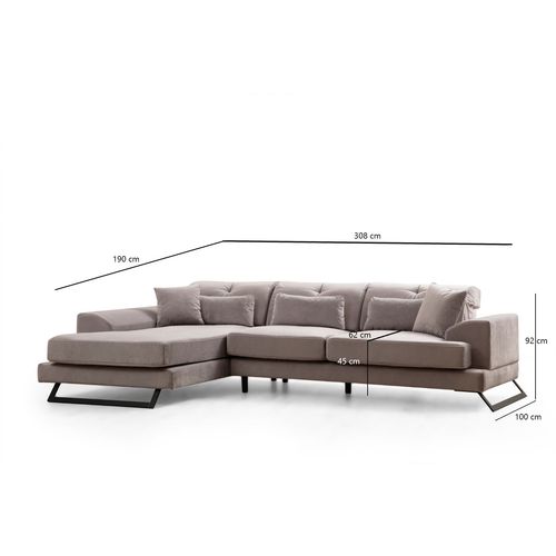 Ugaona Sofa Frido Left (Chl+3R) - Svijetlo Siva slika 8