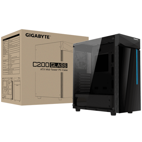 Gigabyte C200 GLASS ATX kućište s RGB osvjetljenjem, crno slika 8