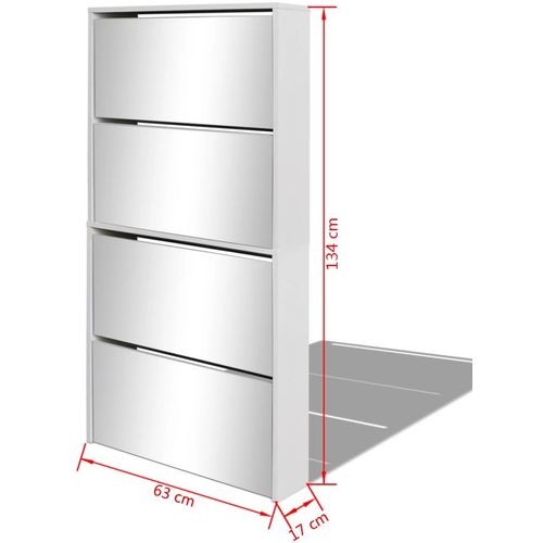 4-dijelni Ormarić za Cipele s Ogledalom Bijeli 63x17x134 cm slika 17