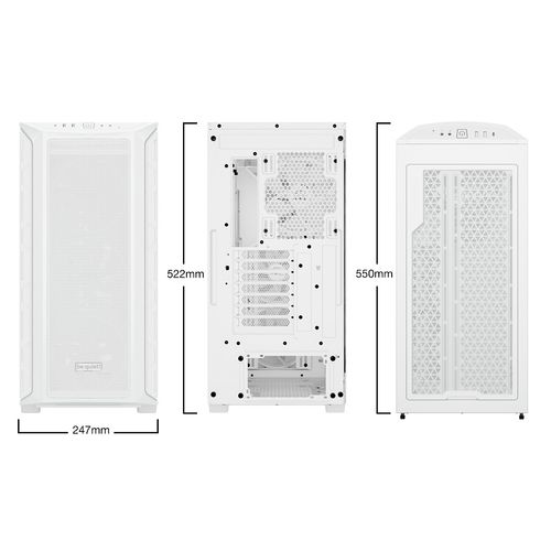 be quiet! BGW64 SHADOW BASE 800 FX White, MB compatibility: E-ATX / ATX / M-ATX / Mini-ITX, ARGB illumination, Four pre-installed be quiet! Light Wings 3 140mm PWM fans, including space for water cooling radiators up to 420mm slika 1