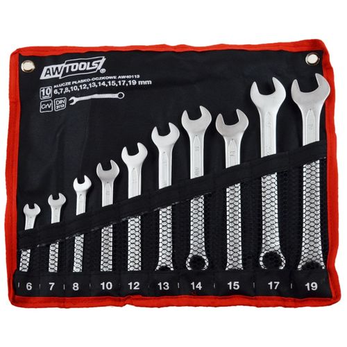 Awtools set ravno-okasti ključeva 10 kom. 6,7,8,10,12,13,14,15,17,19 mm slika 1