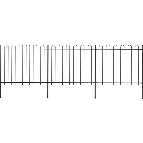 Vrtna ograda s ukrasnim lukovima čelična 5,1 x 1,5 m crna slika 18