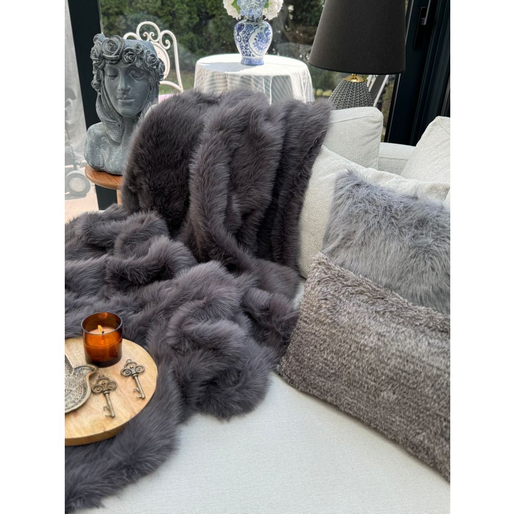 Sofa shawl Lolita 200x75, colour: anthracite slika 5