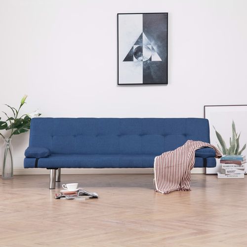 Kauč na razvlačenje od poliestera s 2 jastuka plavi slika 18