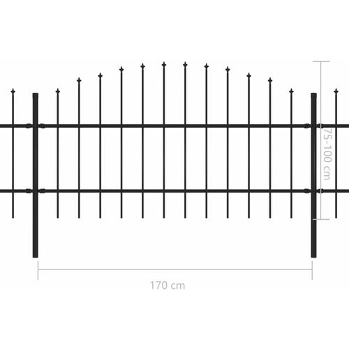 Vrtna ograda s ukrasnim kopljima (0,75-1) x 10,2 m čelična crna slika 5