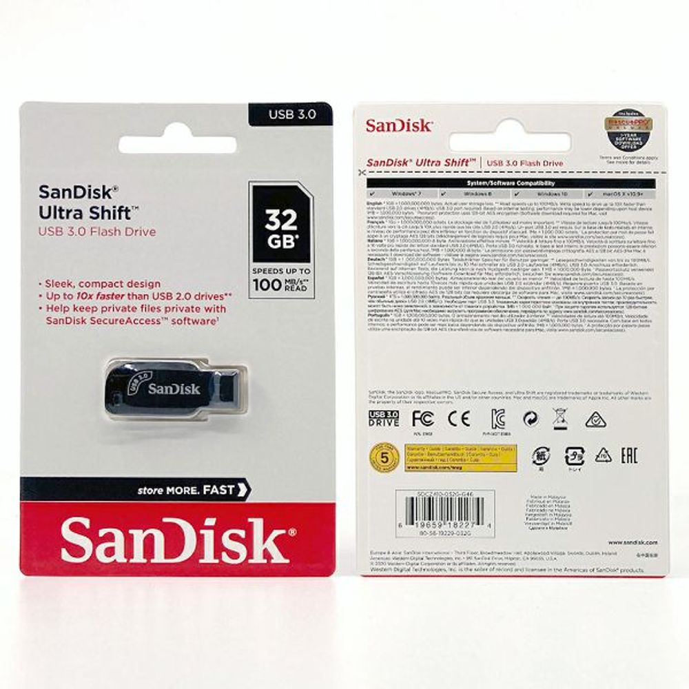 SANDISK USB 3.2 FLASH DRIVE ULTRA SHIFT 100MB/s 32GB slika 1