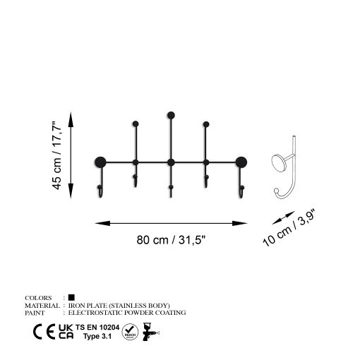 Wallity Metalna zidna vješalica Iyon slika 6