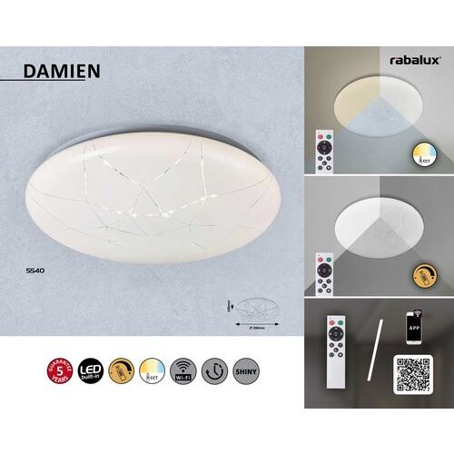 Rabalux Damien, plafonjera, LED 24W, bela slika 6