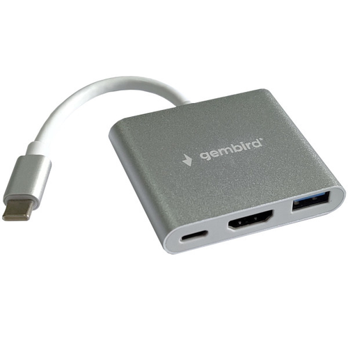 A-CM-HDMIF-05 ** Gembird TYPE-C TO HDMI + USB3.0 + PD ALUMINIUM (alt.A-CM-HDMIF-02-SG 959) slika 1