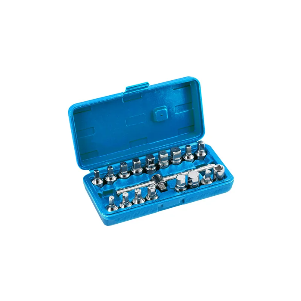 Högert  Set nasadnih ključeva 3/8" za otpuštanje čepa kartera ulja, CrV, 18-dijelni slika 1