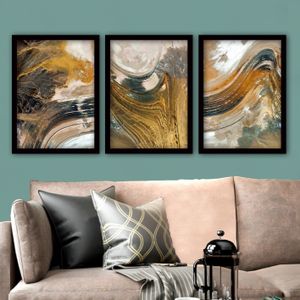 3SC56 Multicolor Decorative Framed Painting (3 Pieces)
