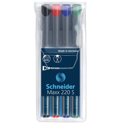 Flomaster Schneider, permanent marker, OHP Maxx 220 S, 0,4 mm, set od 4 boje, PVC etui slika 2