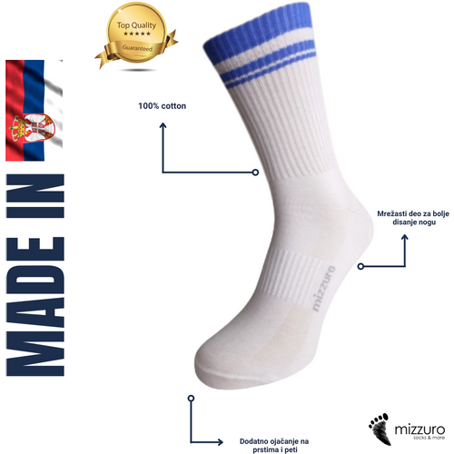 Mizzuro Sportska čarapa bela linije slika 1