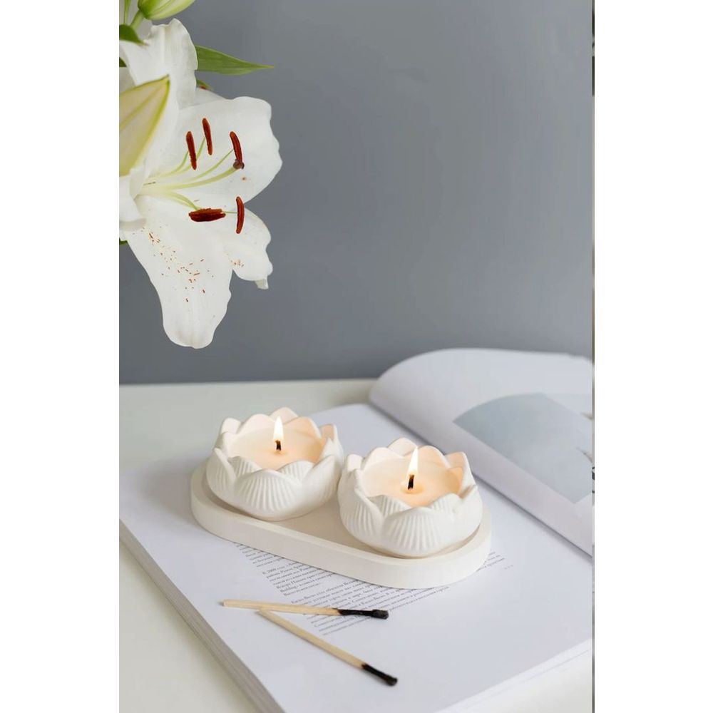 Candle set Gold Paint White (2 pieces) slika 1