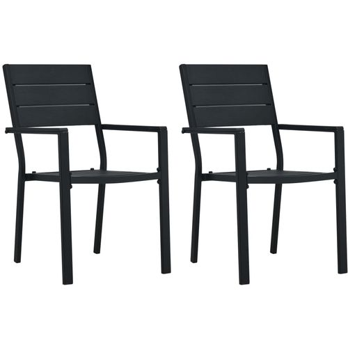 Vrtne stolice 2 kom crne HDPE s izgledom drva slika 15