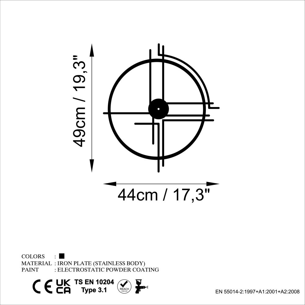 Decorative metal wall clock Unique, colour: black slika 6