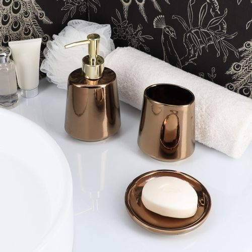 TENDANCE ČAŠA ZA ČETKICE 9X7X11CM PORCELAN BRONZE EFECT slika 2