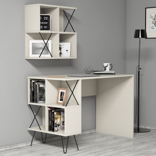 Extra 2 - Cream CreamBlack Study Desk slika 1