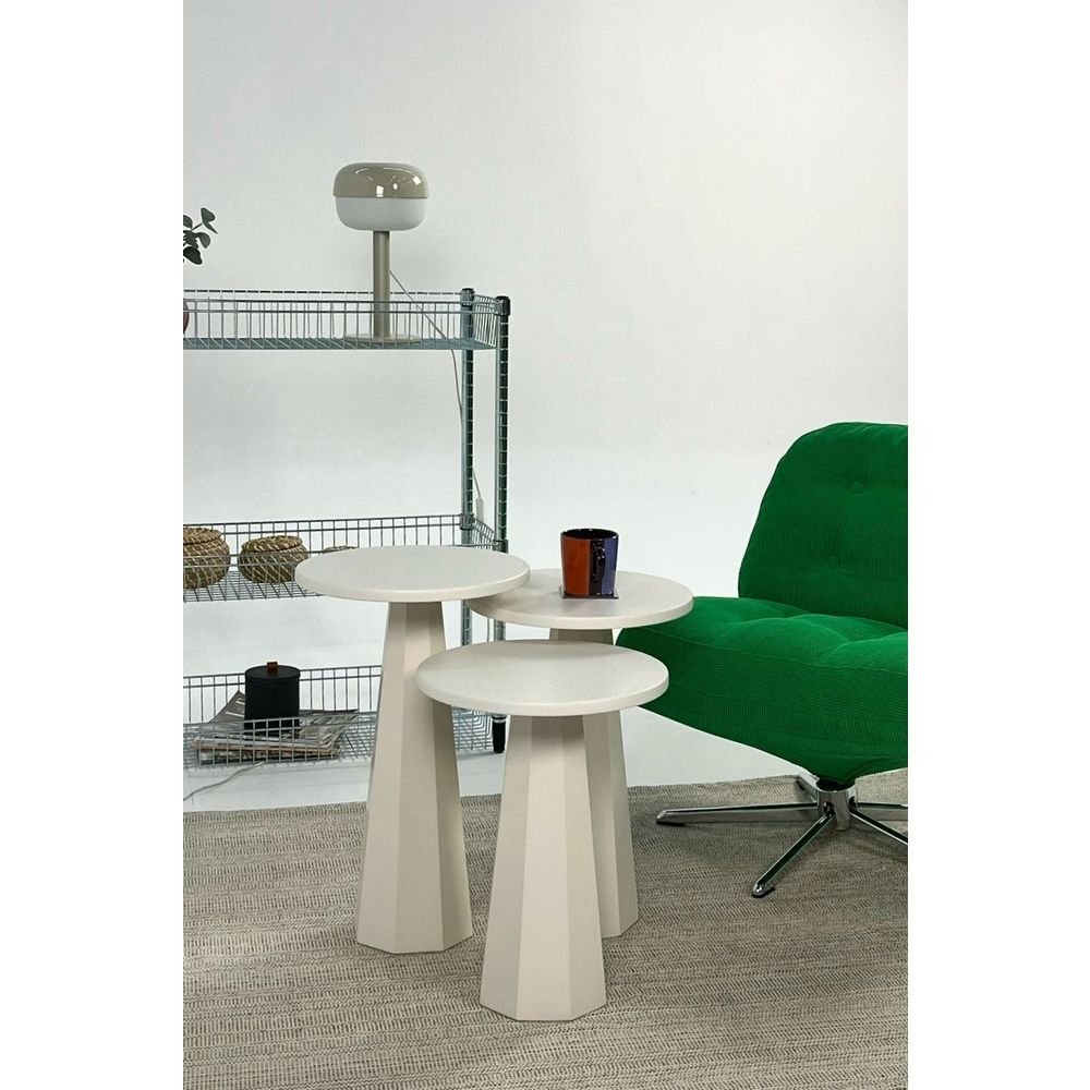Set bočnih stolova "Lilyum" (57 + 52 + 47) - boja: Krem slika 1