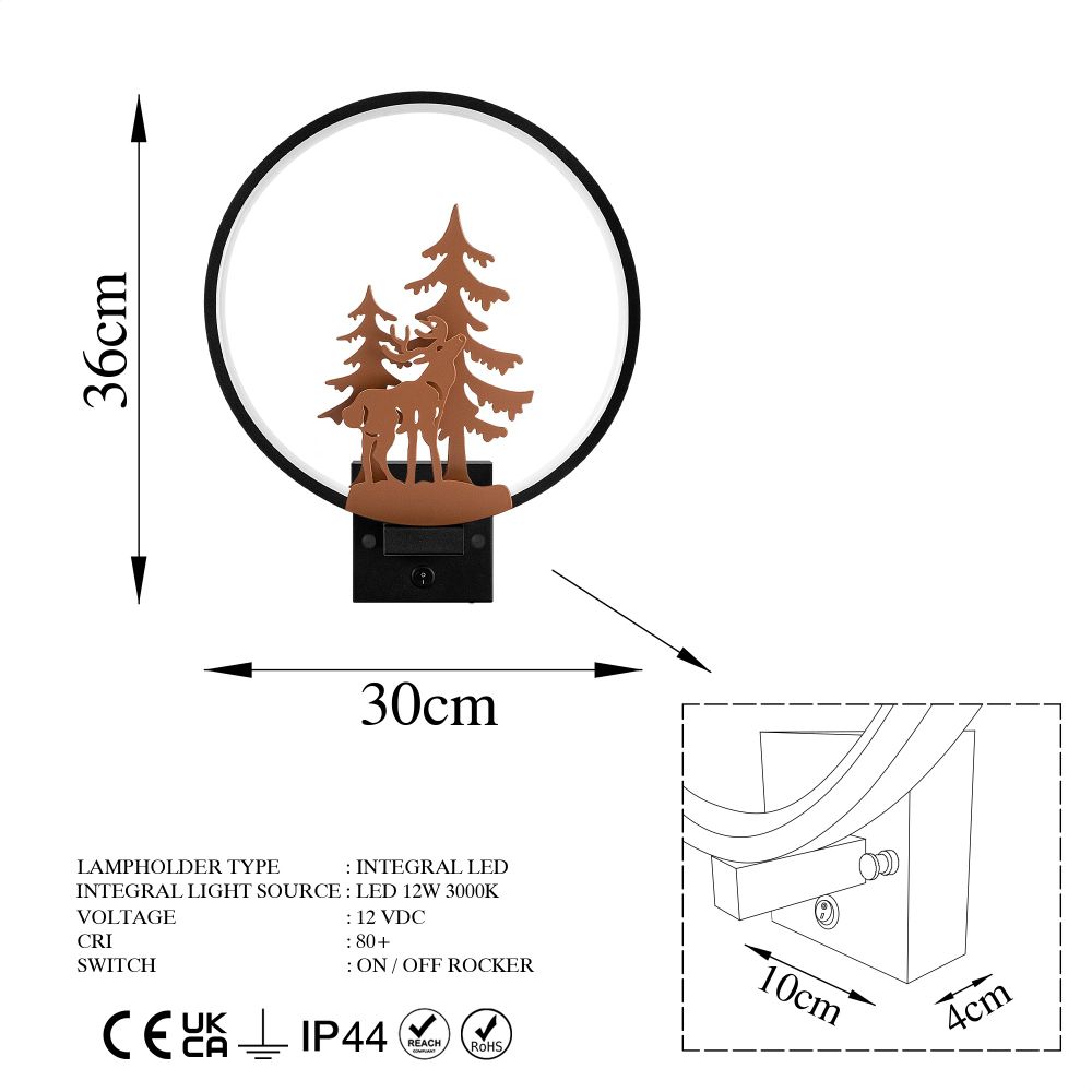 Zidna Lampa XMAS24 - Crna i Bakrena slika 8
