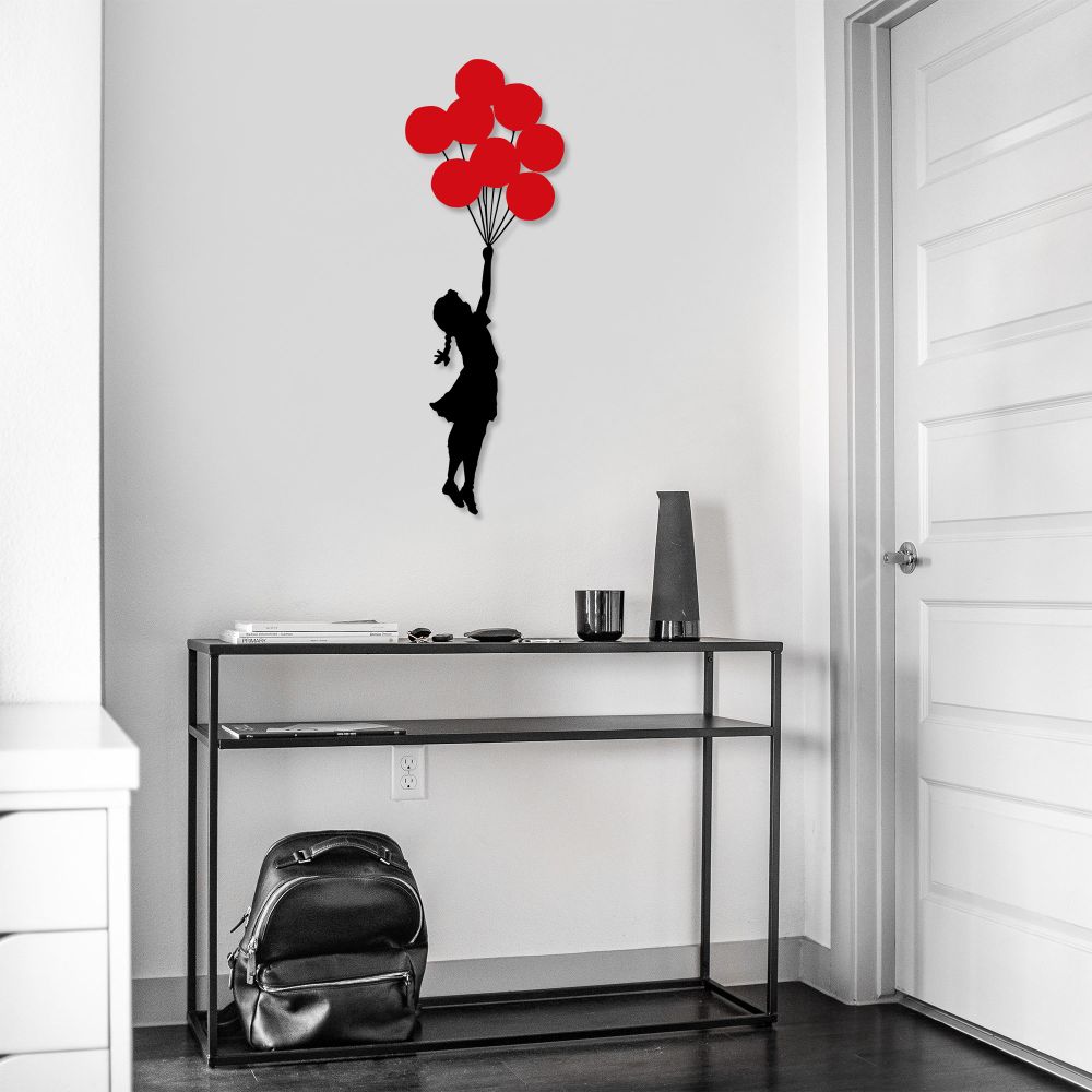 Banksy - 11 Crno-Crveni Dekorativni Metalni Zidni Ukras slika 3