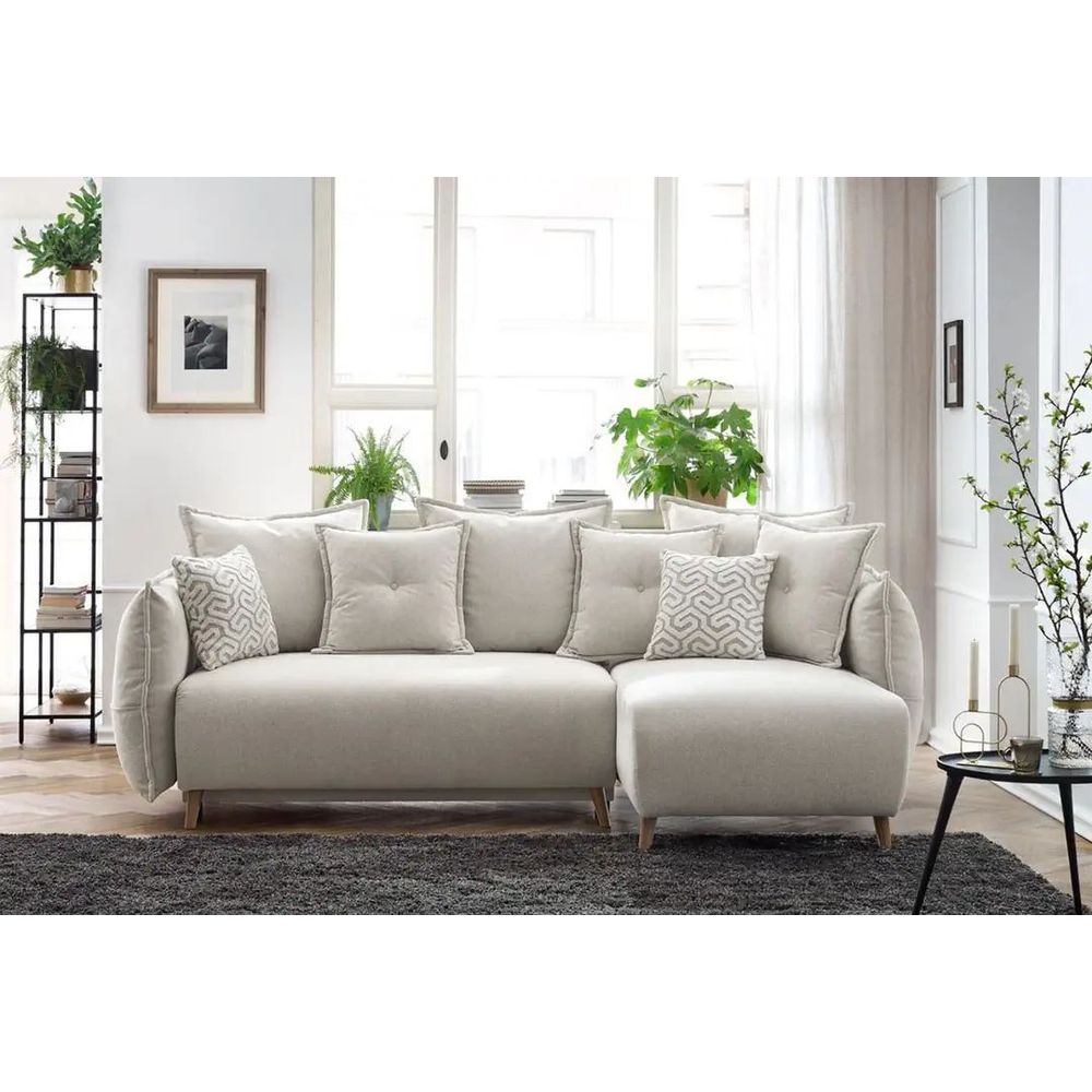 Ugaona Sofa Puffy - boja: krem slika 2