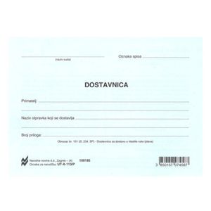 X-113/P DOSTAVNICA U VLASTITE RUKE - PLAVA; List, 14,8 x 10,5 cm