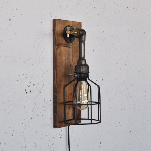 Pp167 Wooden
Black Wall Lamp slika 2