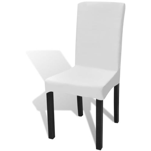 Ravne rastezljive navlake za stolice 6 kom bijele slika 16
