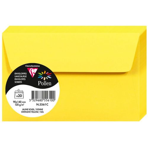 Clairefontaine kuverte Pollen 90x140mm 120gr intensive yellow 1/20 slika 1