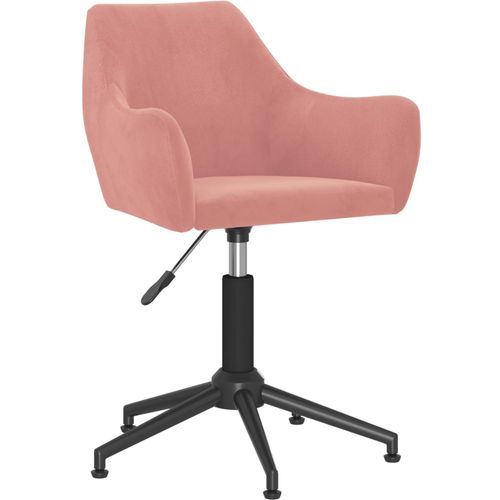 Okretna uredska stolica ružičasta baršunasta slika 9