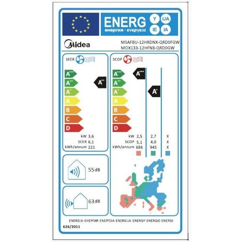 Midea MSAFBU-12HRDNX-QR Inverter klima uređaj, 12000 BTU, WiFi ready slika 7