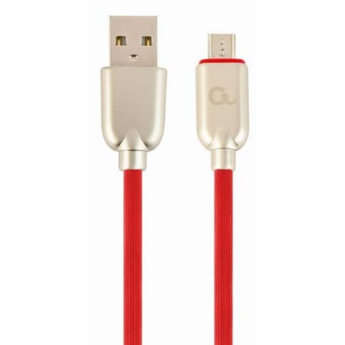 CC-USB2R-AMmBM-2M-R Gembird Premium rubber Micro-USB charging and data cable, 2m, red slika 1