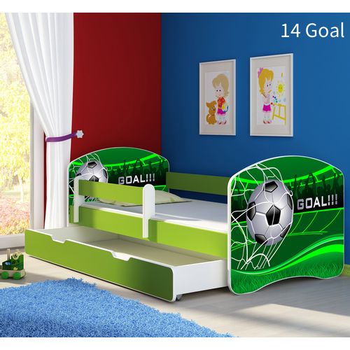 Dječji krevet ACMA s motivom, bočna zelena + ladica 140x70 cm 14-goal slika 1