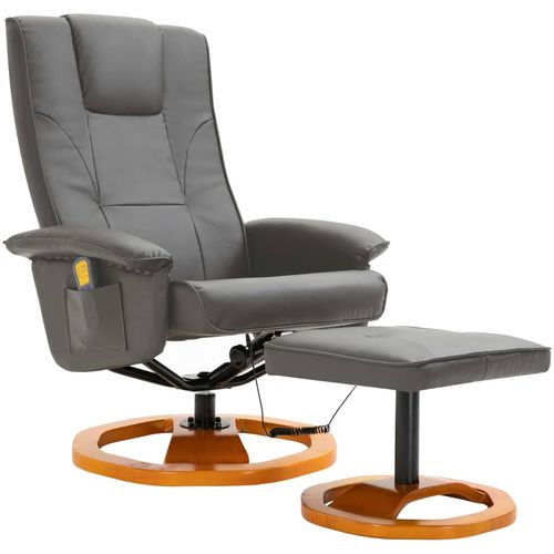 Masažna fotelja s osloncem za noge od umjetne kože siva slika 26