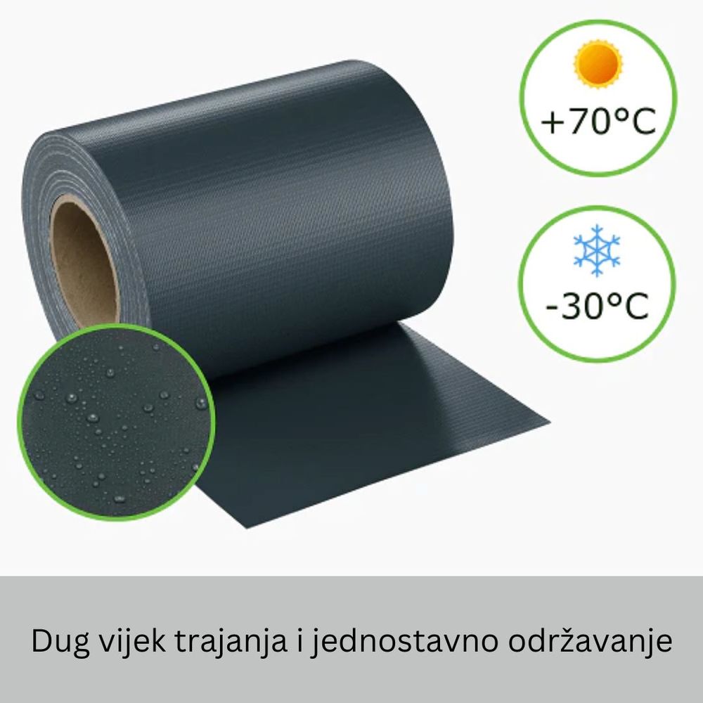 WorkingHouse PVC folija za ograde, 35m x 19cm, 26 zakački, 450 g/m2, antracit slika 4