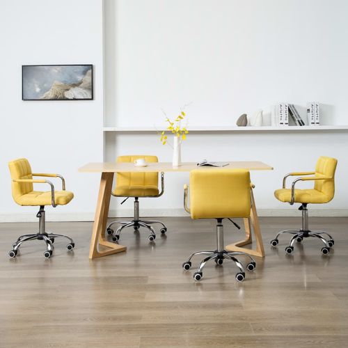 Okretne blagovaonske stolice od tkanine 4 kom žute slika 19