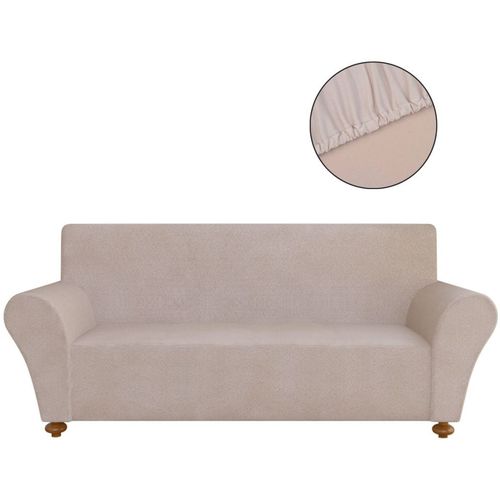131090 Stretch Couch Slipcover Beige Polyester Jersey slika 12