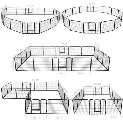 Ograda za pse sa 16 ploča od čelika 60 x 80 cm crna slika 7