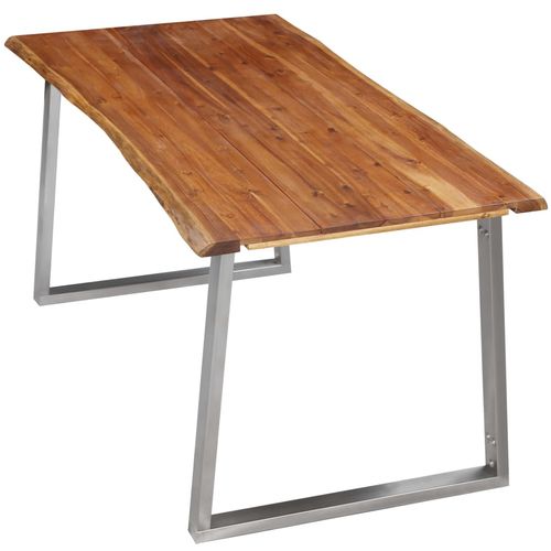 Blagovaonski stol 160 x 80 x 75 cm od bagremovog drva i čelika slika 34