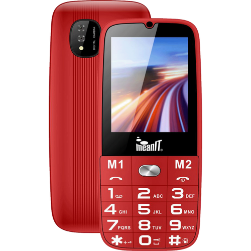 MeanIT Telefon mobilni, SOS tipka, LED svjetiljka - Senior 15, Crveni slika 1