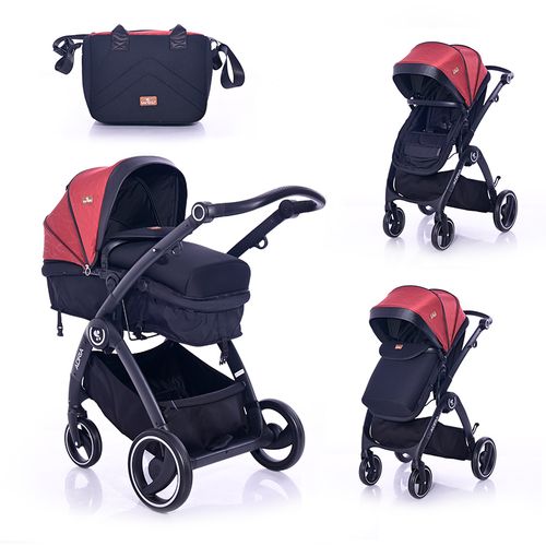 LORELLI ADRIA Kolica Black/Red 2u1 SET: Košara + Putna Torba + Zimska Navlaka (do 15 kg) slika 1