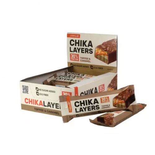 CHIKALAB Chika Layers Preliveni petoslojni proteinski bar sa punjenjem Slana karamela - kikiriki 60g slika 2