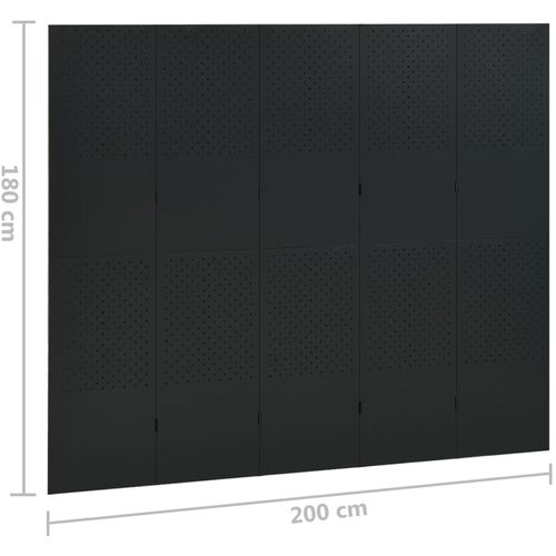 Sobne pregrade s 5 panela 2 kom crne 200 x 180 cm čelične slika 14