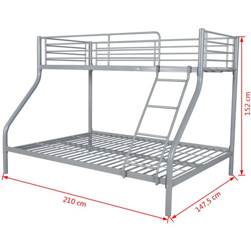 Okvir za dječji krevet na sprat metalni sivi 140x200/90x200 cm slika 12