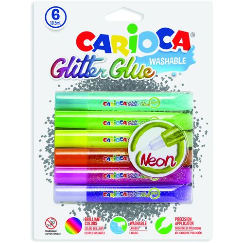 LJEPILO CARIOCA GLITTER GLUE PK6 10,5ml FLUO 42111 slika 1