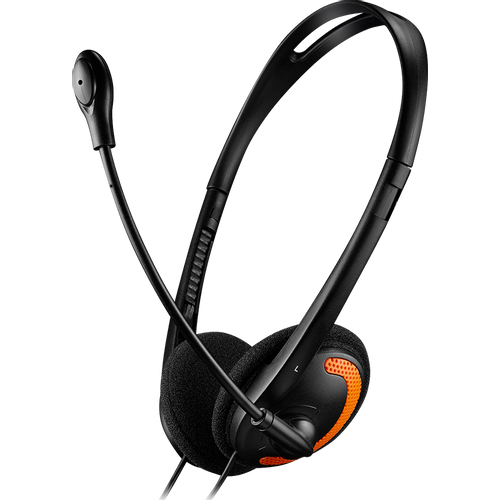 CANYON PC headset with microphone, volume control and adjustable headband, cable 1.8M, Black/Orange slika 1