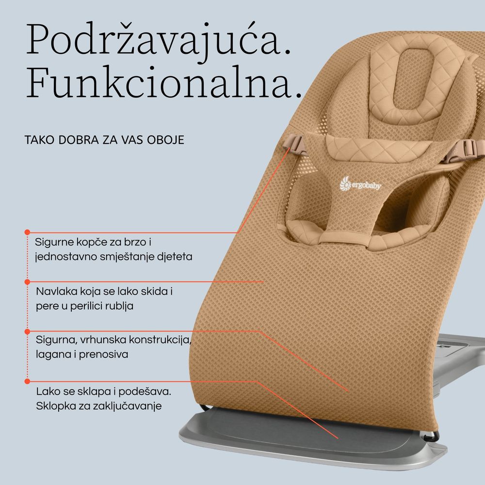 Ergobaby ležaljka Evolve 3u1 Mesh - Sage Green + POKLON luk s igračkama  slika 5