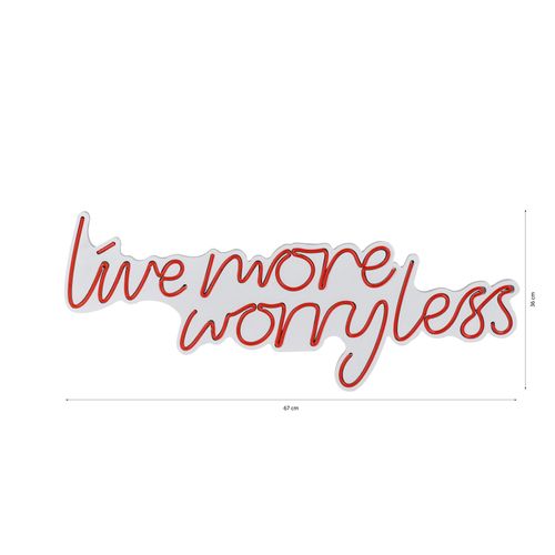 Wallity Ukrasna plastična LED rasvjeta, Live More Worry Less - Red slika 8