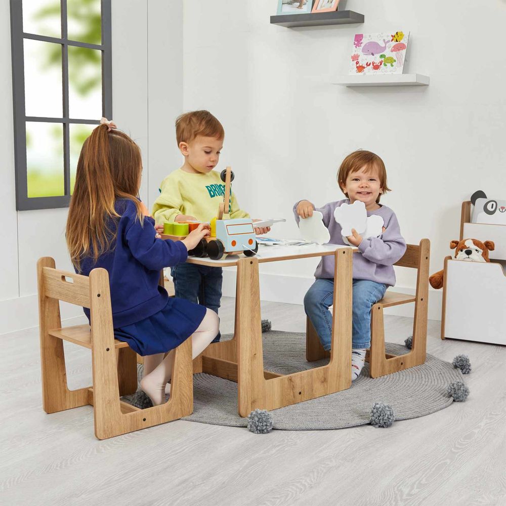 Dječiji set stola Crane 2, boje: bijela, prirodna slika 1